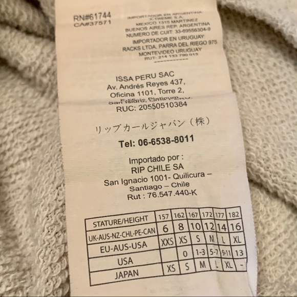 RIP CURL Womens Cropped Hoodie Sweatshirt Gray XS - Picture 9 of 10